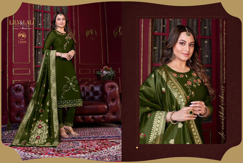 Lily And Lali Majestic Modish Vichitra Silk With Beautiful Embroidery Designer Ready Made Suits