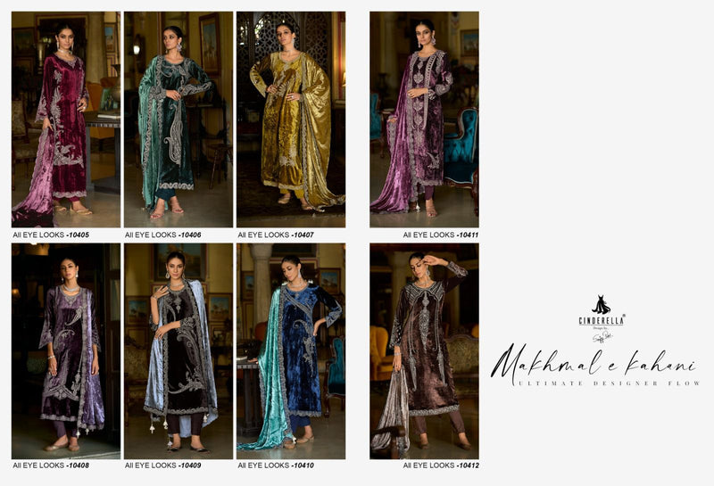 Cindrella Makhmal E kahani Velvet Embroidery Heavy Designer Suit Collection