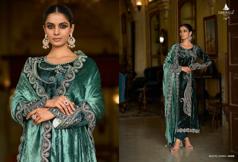 Cindrella Makhmal E kahani Velvet Embroidery Heavy Designer Suit Collection