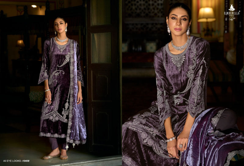 Cindrella Makhmal E kahani Velvet Embroidery Heavy Designer Suit Collection