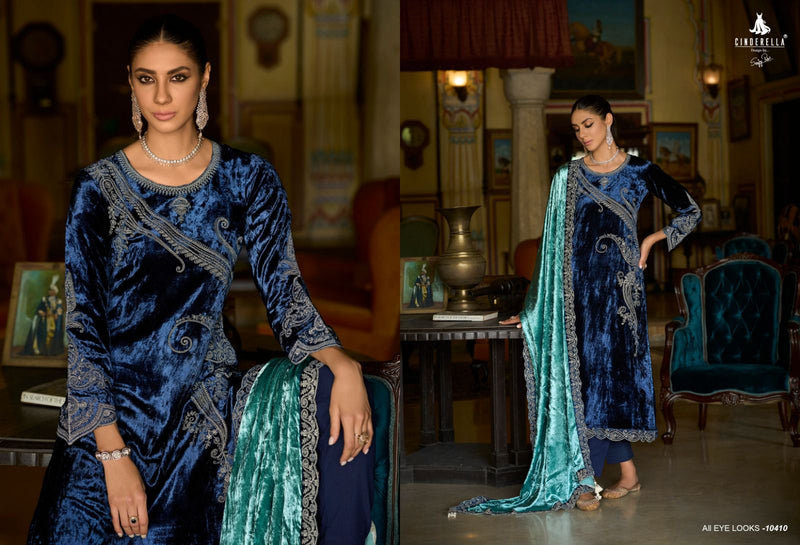 Cindrella Makhmal E kahani Velvet Embroidery Heavy Designer Suit Collection
