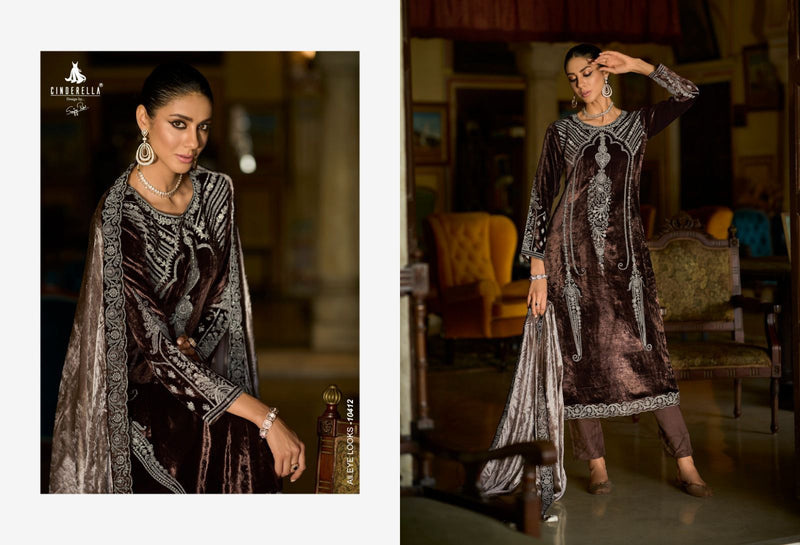 Cindrella Makhmal E kahani Velvet Embroidery Heavy Designer Suit Collection