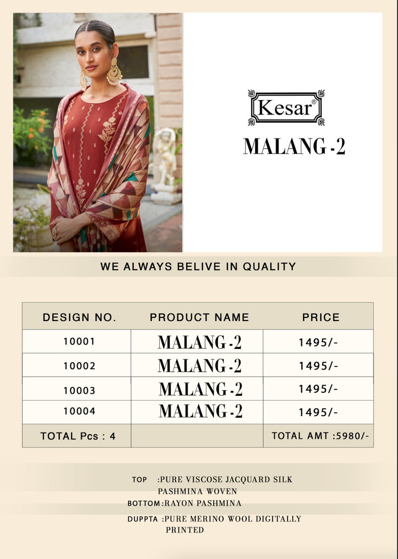 Kesar Malang Vol 2 Pashmina Jacqard Embroidery Designer Suit Collection