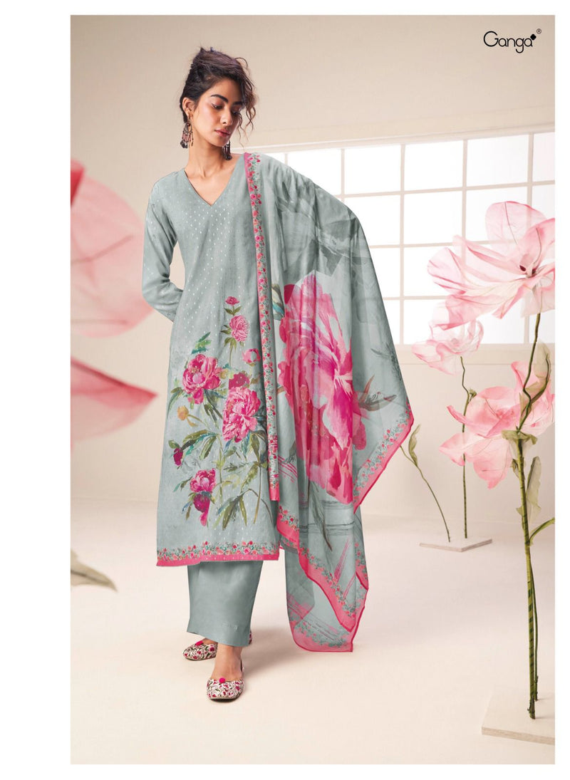 Ganga Malsa Cotton Jari Butti Printed With Embroidery Designer Salwar Suits