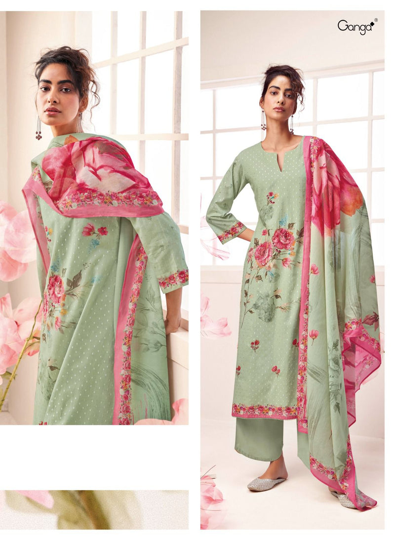 Ganga Malsa Cotton Jari Butti Printed With Embroidery Designer Salwar Suits