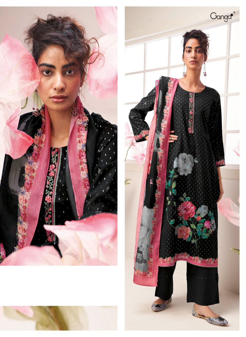 Ganga Malsa Cotton Jari Butti Printed With Embroidery Designer Salwar Suits