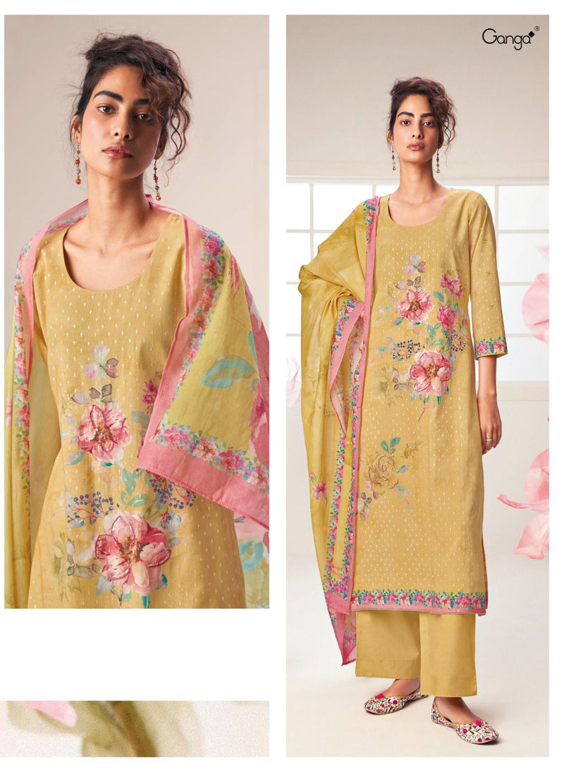 Ganga Malsa Cotton Jari Butti Printed With Embroidery Designer Salwar Suits