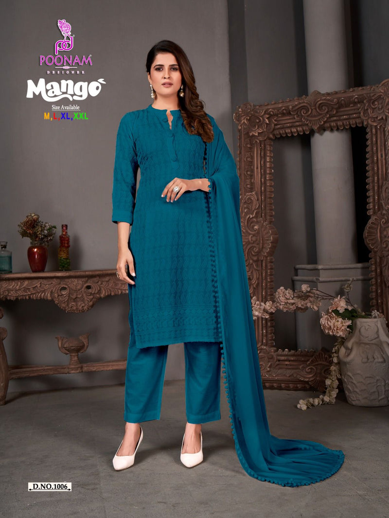 Poonam Designer Mango Chikan Rayon Fancy Kurti Combo