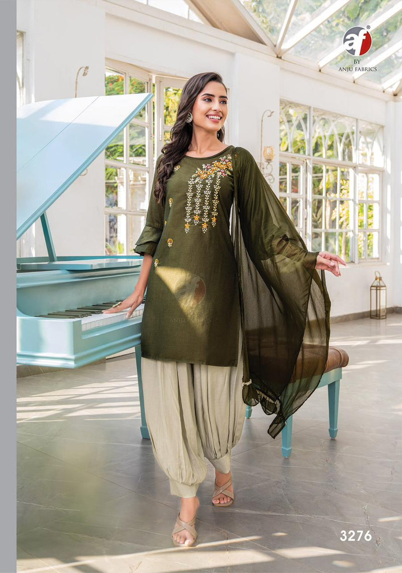Anju Fabrics Mannat Vol 4 Silk Designer Readymade Kurti With Bottom