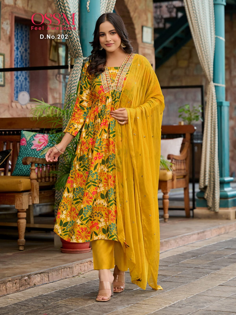 Ossm Mantra Vol 2 Modal Chanderi Foil Printed Designer Kurti With Bottom