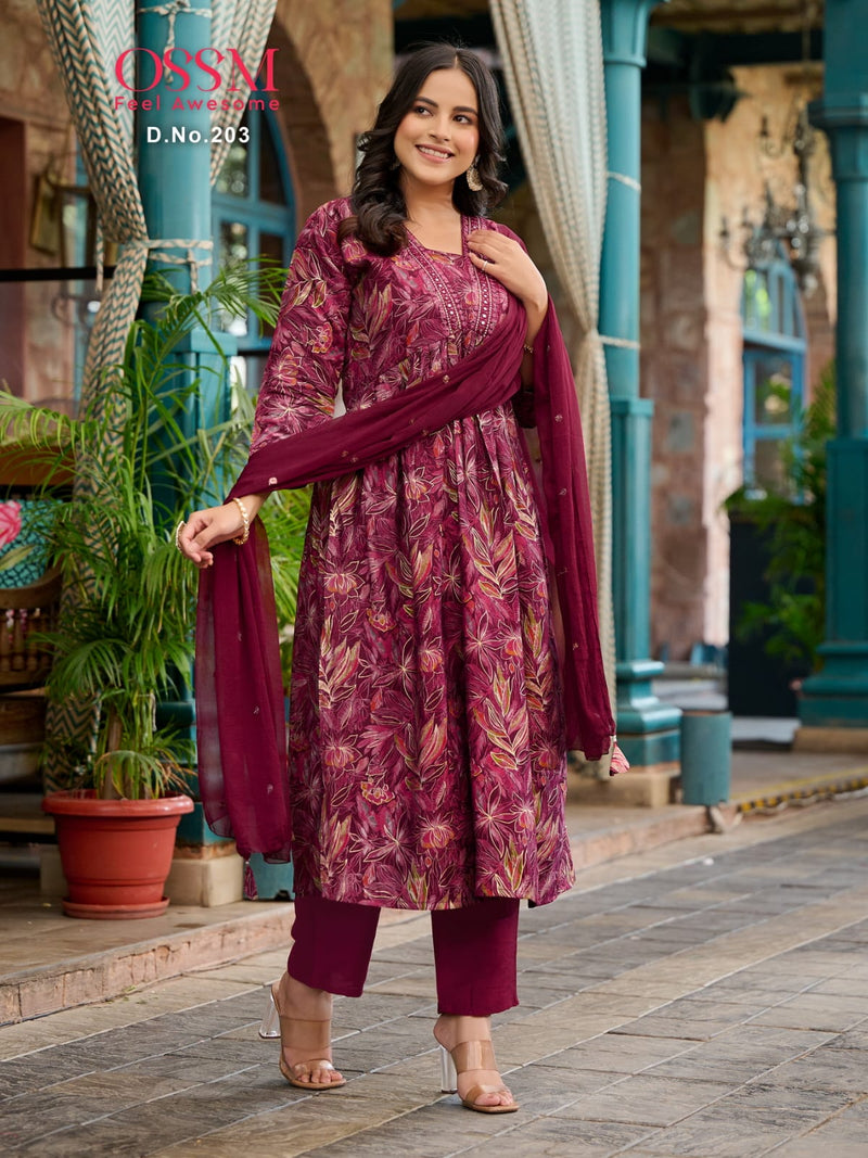 Ossm Mantra Vol 2 Modal Chanderi Foil Printed Designer Kurti With Bottom