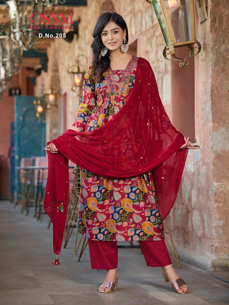 Ossm Mantra Vol 2 Modal Chanderi Foil Printed Designer Kurti With Bottom