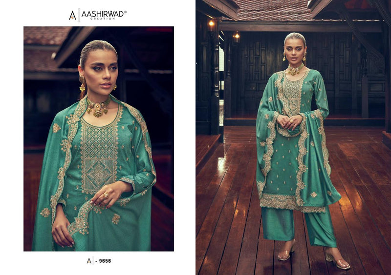 Aashirwad Creation Manya Silk Heavy Embroidery Designer Suits