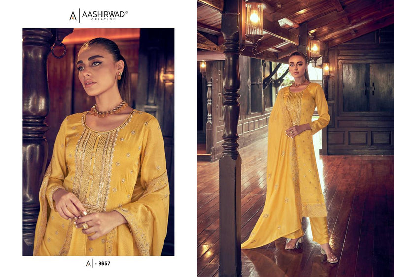 Aashirwad Creation Manya Silk Heavy Embroidery Designer Suits