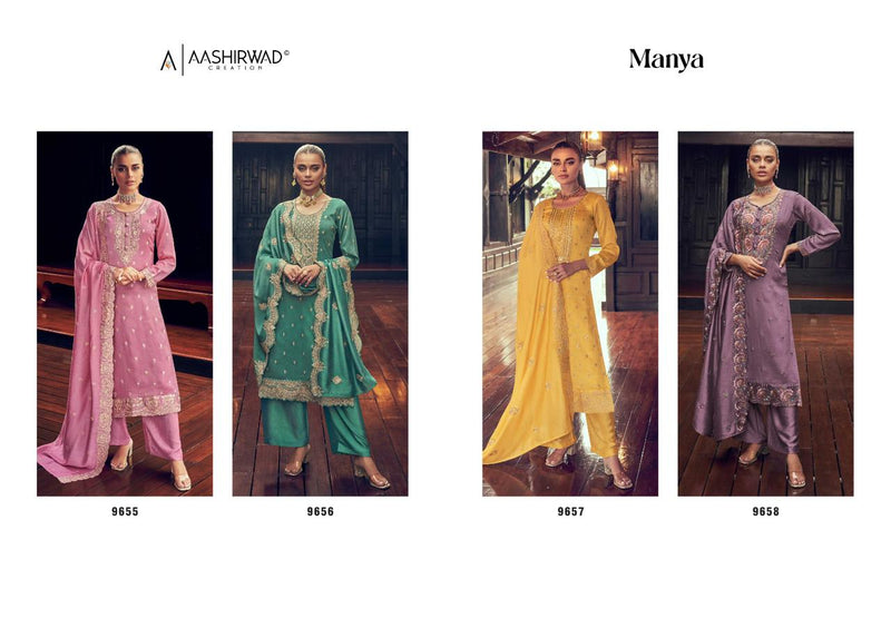 Aashirwad Creation Manya Silk Heavy Embroidery Designer Suits