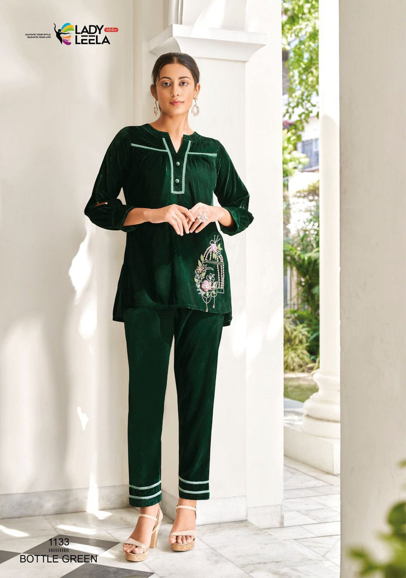Lady Leela Marbles Vol 2 Velvet Fabric With Designer Fancy Wear Kurti With Pant