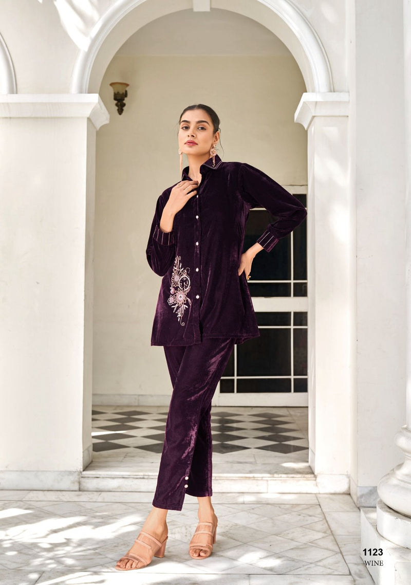 Lady Leela Marbles Vol 3 Velvet Fabric With Pure Handwork Stylish Kurti With Bottom