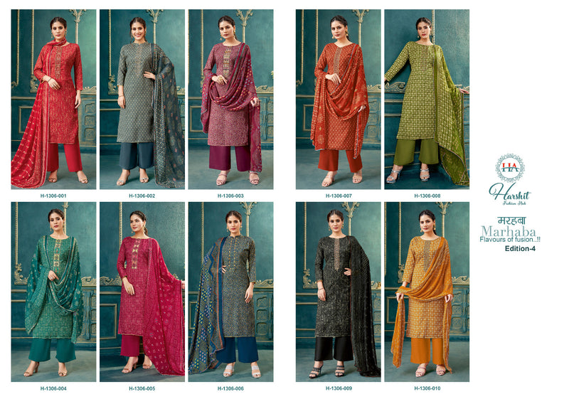 Harshit Fashion Hub Marhaba Vol 4 Cotton Print With Fancy Swarovski Work Suits