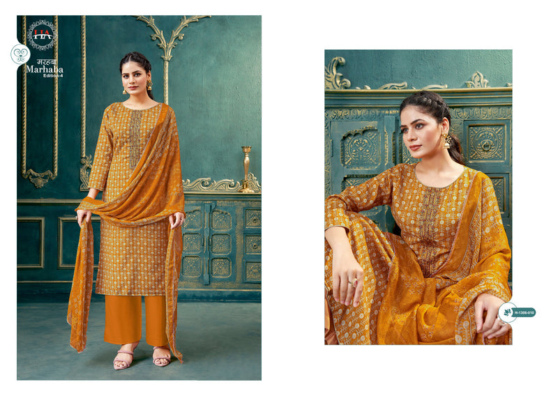 Harshit Fashion Hub Marhaba Vol 4 Cotton Print With Fancy Swarovski Work Suits