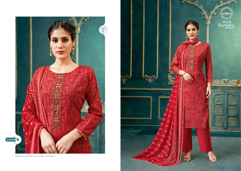 Harshit Fashion Hub Marhaba Vol 4 Cotton Print With Fancy Swarovski Work Suits