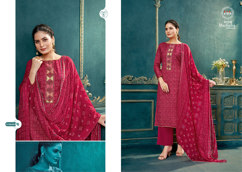 Harshit Fashion Hub Marhaba Vol 4 Cotton Print With Fancy Swarovski Work Suits