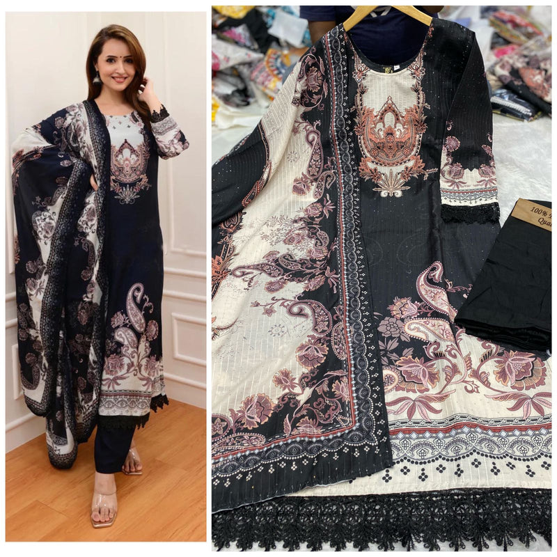 Tdg Maria B Max Muslin Printed Designer Pakistani Kurti Combo Set