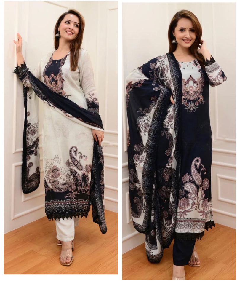 Tdg Maria B Max Muslin Printed Designer Pakistani Kurti Combo Set