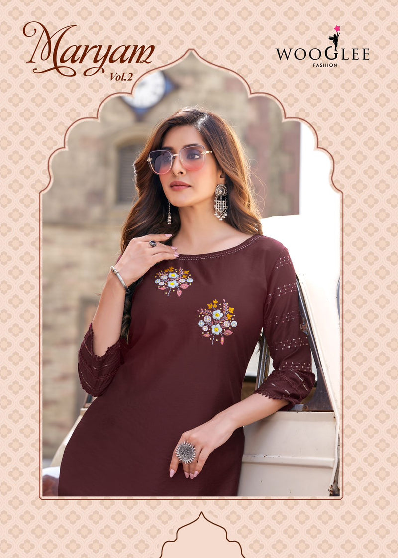 Wooglee Maryam Vol 2 Viscose With Hand Work Fancy Straight Kurtis