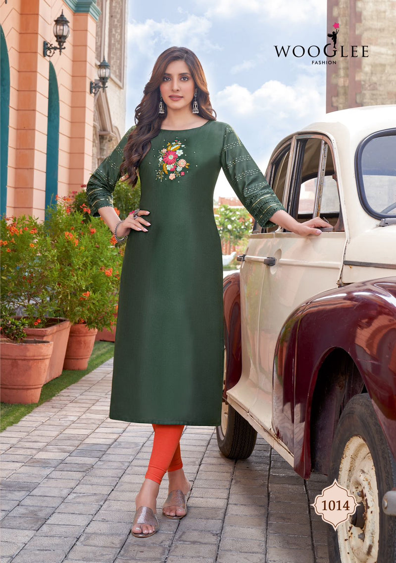 Wooglee Maryam Vol 2 Viscose With Hand Work Fancy Straight Kurtis