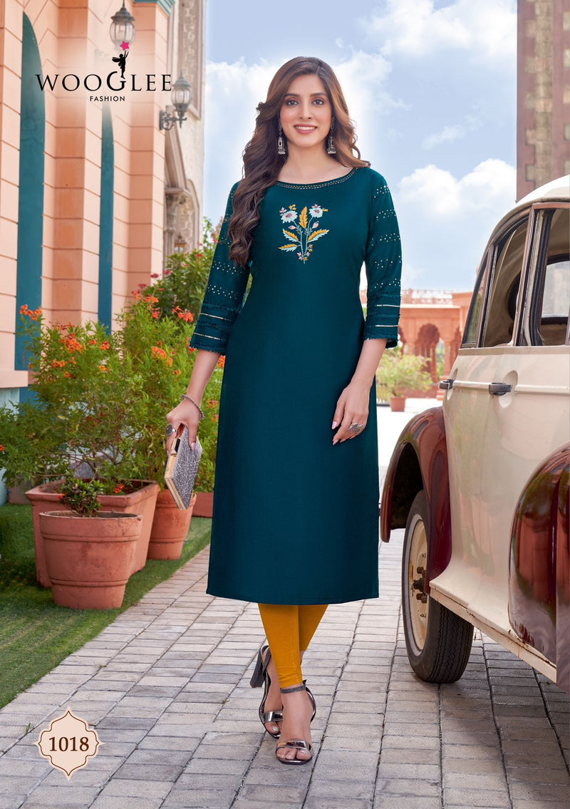 Wooglee Maryam Vol 2 Viscose With Hand Work Fancy Straight Kurtis