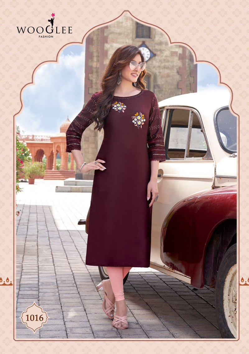 Wooglee Maryam Vol 2 Viscose With Hand Work Fancy Straight Kurtis