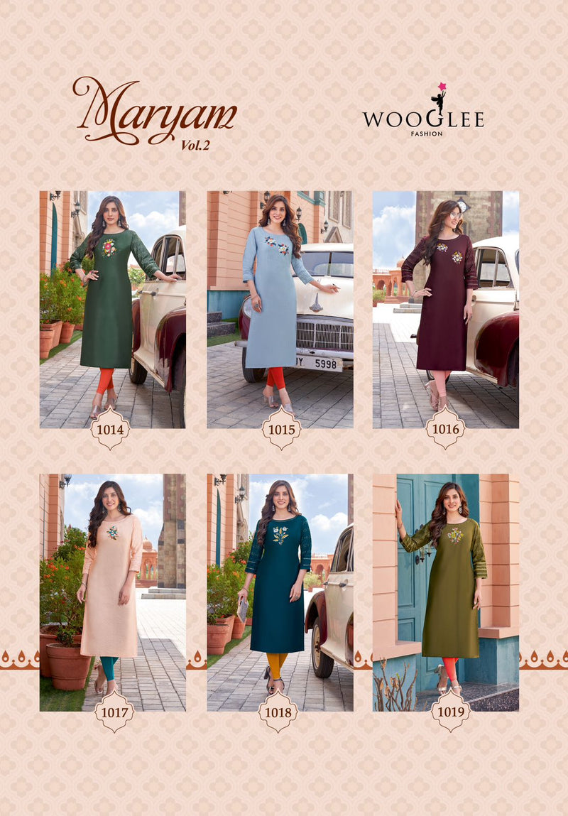 Wooglee Maryam Vol 2 Viscose With Hand Work Fancy Straight Kurtis