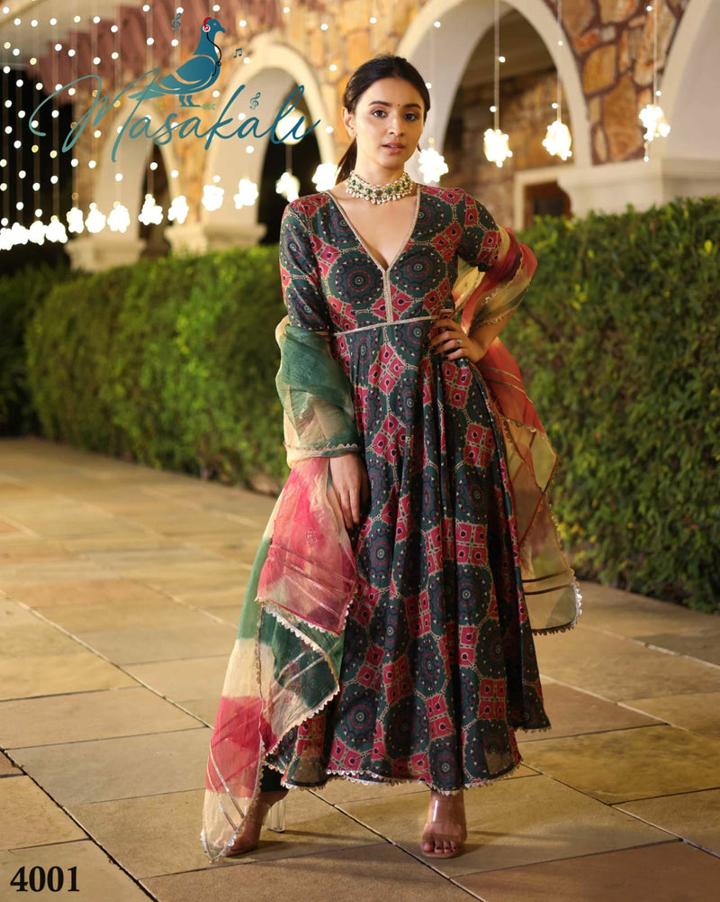 Mf Masakali Vol 4 Muslin Silk Digital Printed Casual Wear Gown With Pant