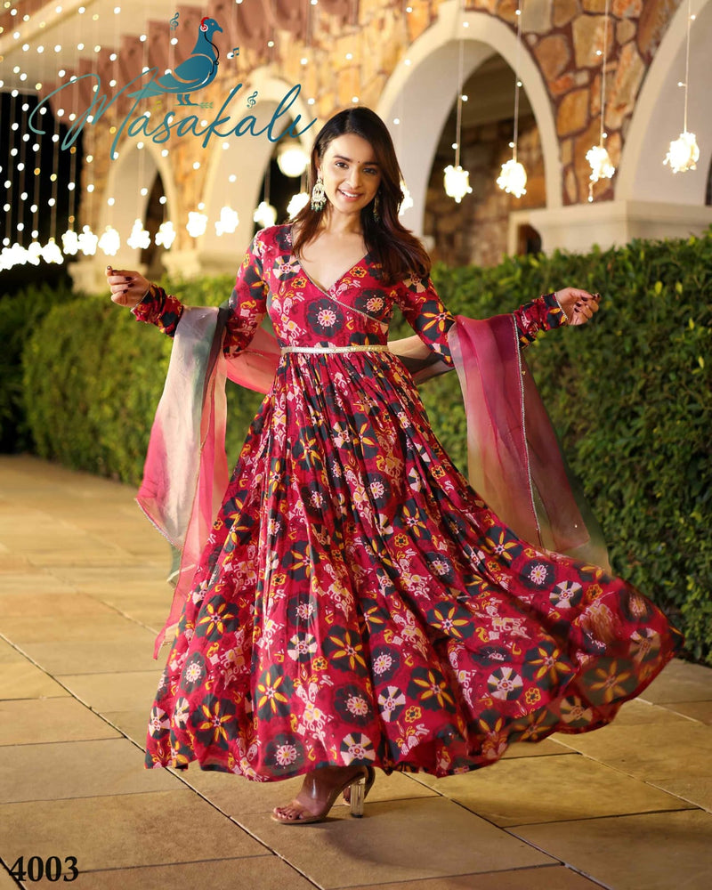 Mf Masakali Vol 4 Muslin Silk Digital Printed Casual Wear Gown With Pant