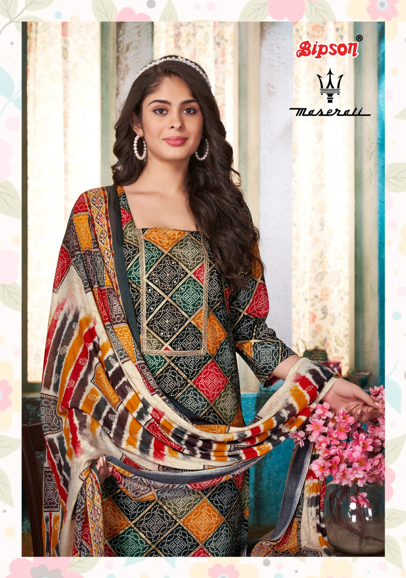 Bipson Fashion Maserati 2179 Rayon Foil Prints With Fancy Hand Work Unstitch Suits