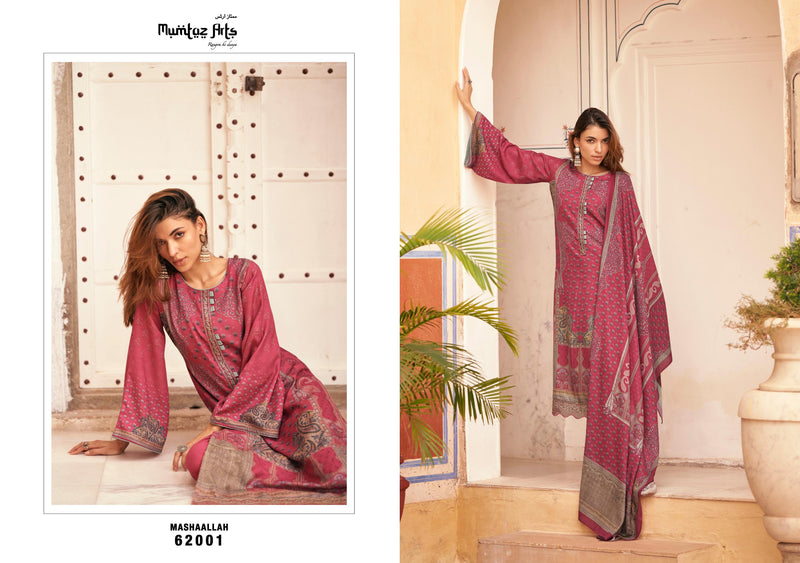 Mumtaz Arts Mashallah Pashmina Digital Printed With Heavy Neck Work Suit Collection