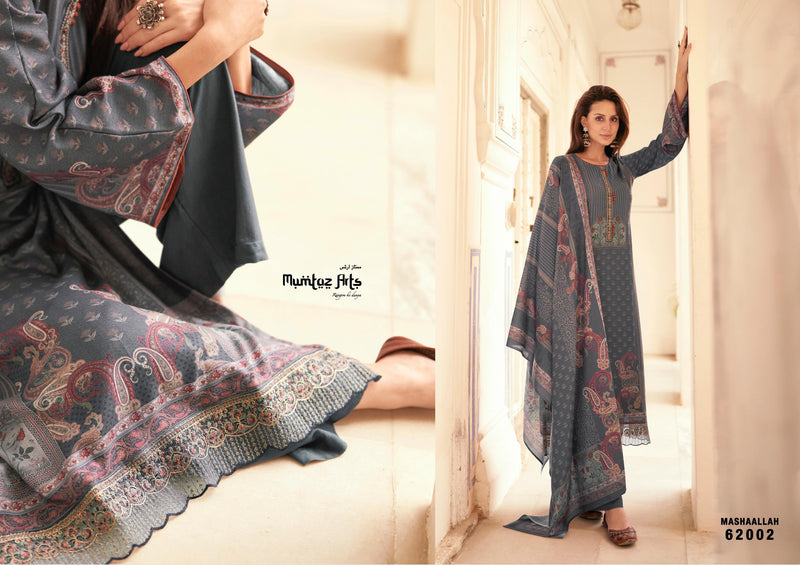 Mumtaz Arts Mashallah Pashmina Digital Printed With Heavy Neck Work Suit Collection