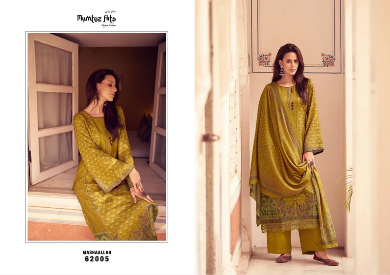 Mumtaz Arts Mashallah Pashmina Digital Printed With Heavy Neck Work Suit Collection