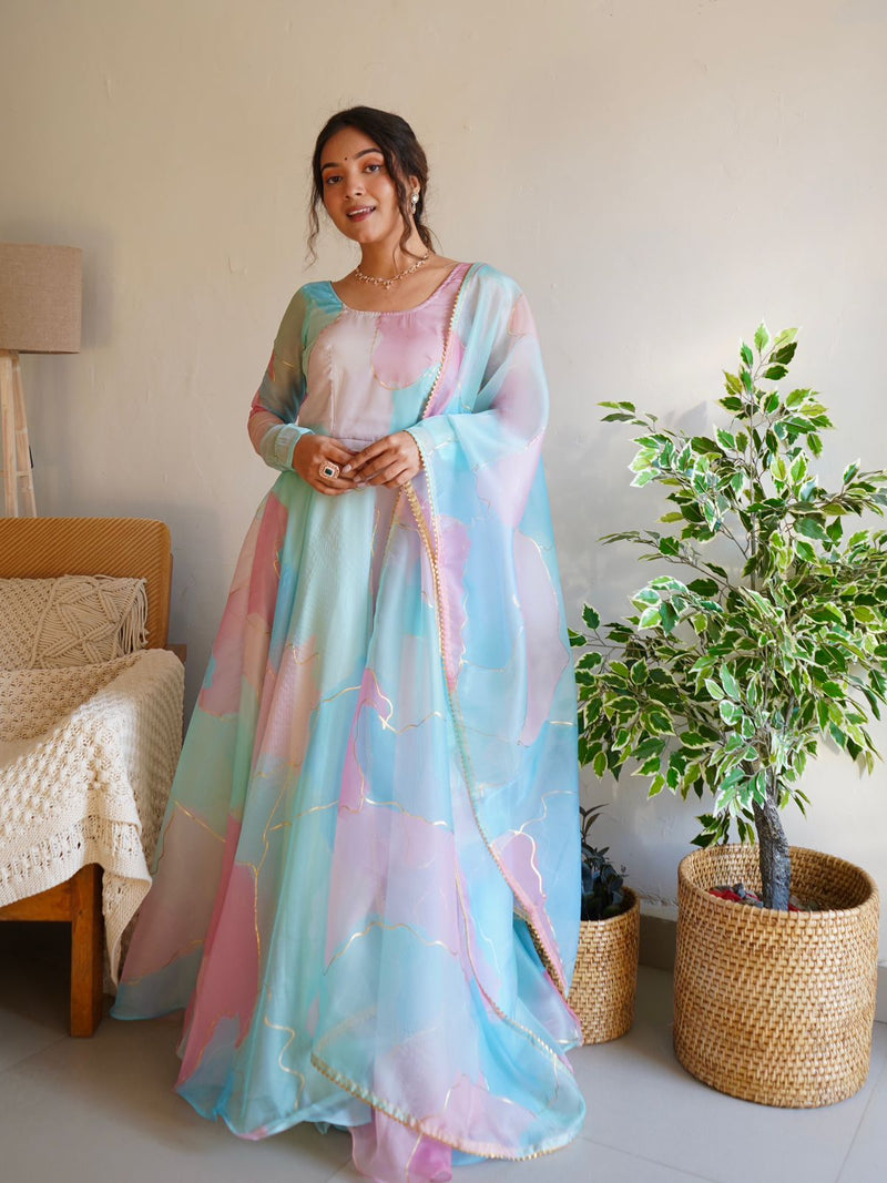 Mbl Mastani D No 240 Organza Heavy Digital Print Fancy Wear Gown