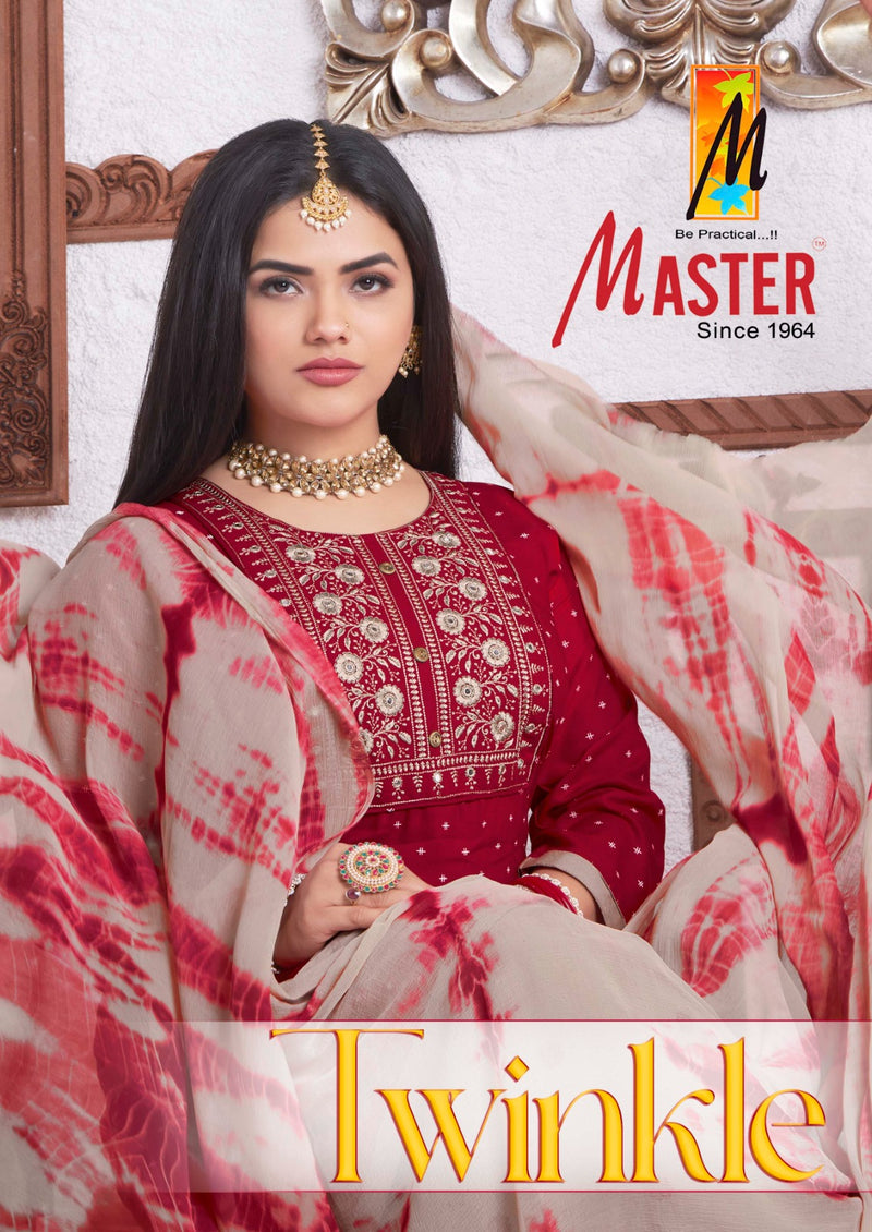 Master Twinkle Printed Rayon Ready Made Patiyala Suits