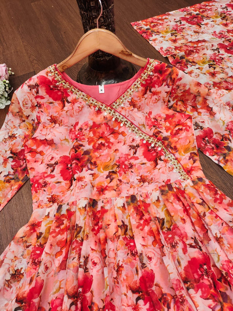X Lady Maxy Gown Fox Georgette Floral Printed Flared Gown Collection