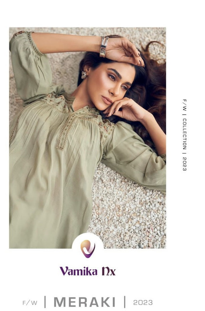 Vamika Nx Meeraki Rayon Fancy Designer Short Causal Wear Tops