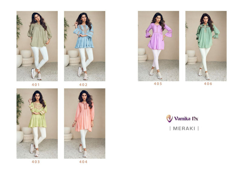 Vamika Nx Meeraki Rayon Fancy Designer Short Causal Wear Tops
