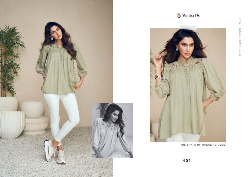 Vamika Nx Meeraki Rayon Fancy Designer Short Causal Wear Tops