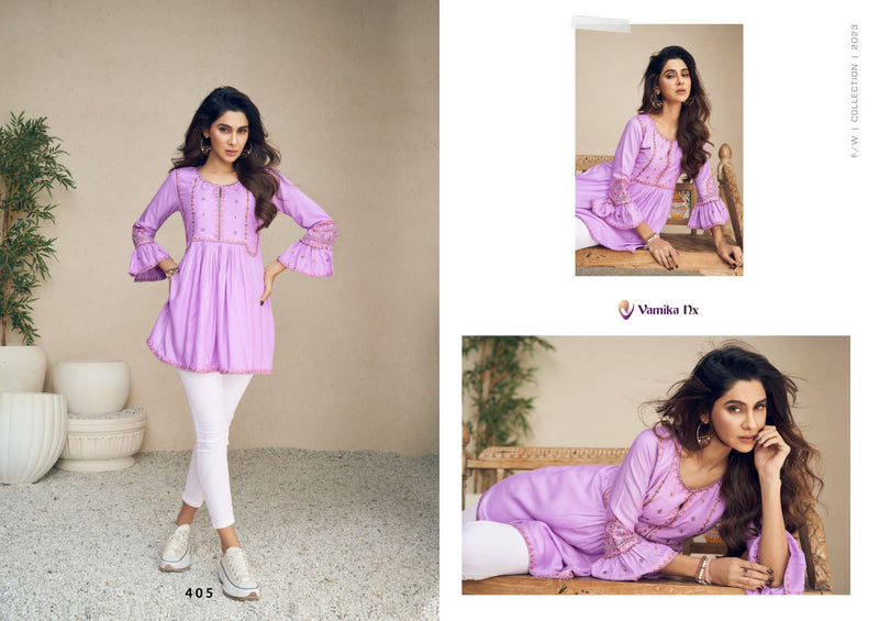 Vamika Nx Meeraki Rayon Fancy Designer Short Causal Wear Tops
