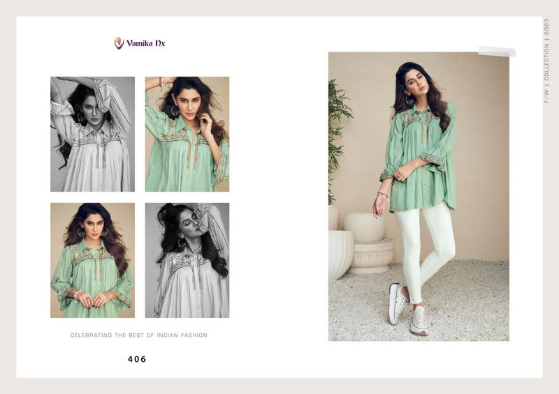 Vamika Nx Meeraki Rayon Fancy Designer Short Causal Wear Tops