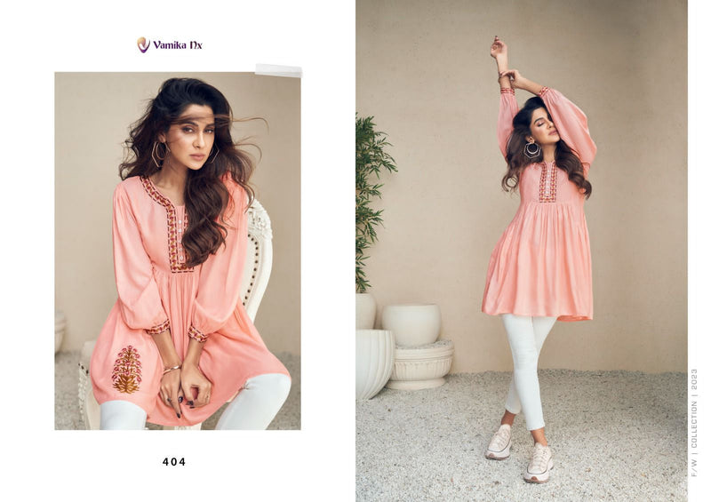 Vamika Nx Meeraki Rayon Fancy Designer Short Causal Wear Tops