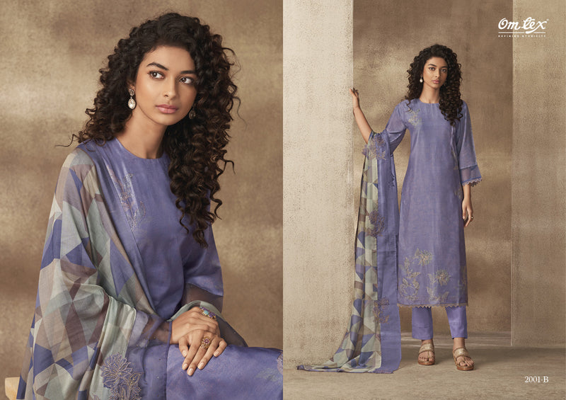 Omtex Mehar Muslin Digital Print With Hand Work Designer Suits
