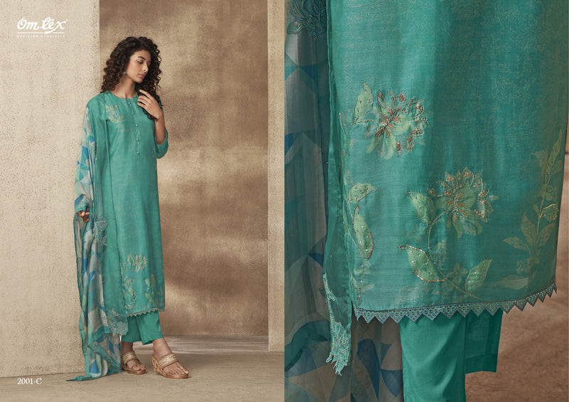 Omtex Mehar Muslin Digital Print With Hand Work Designer Suits