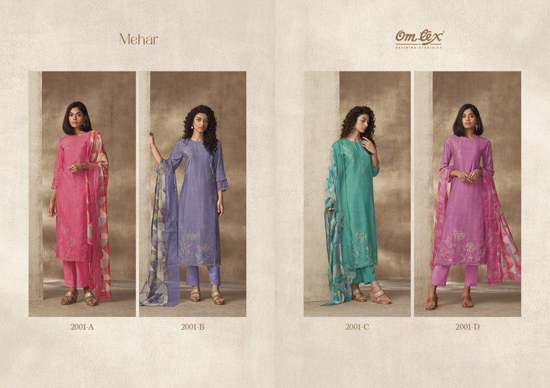 Omtex Mehar Muslin Digital Print With Hand Work Designer Suits